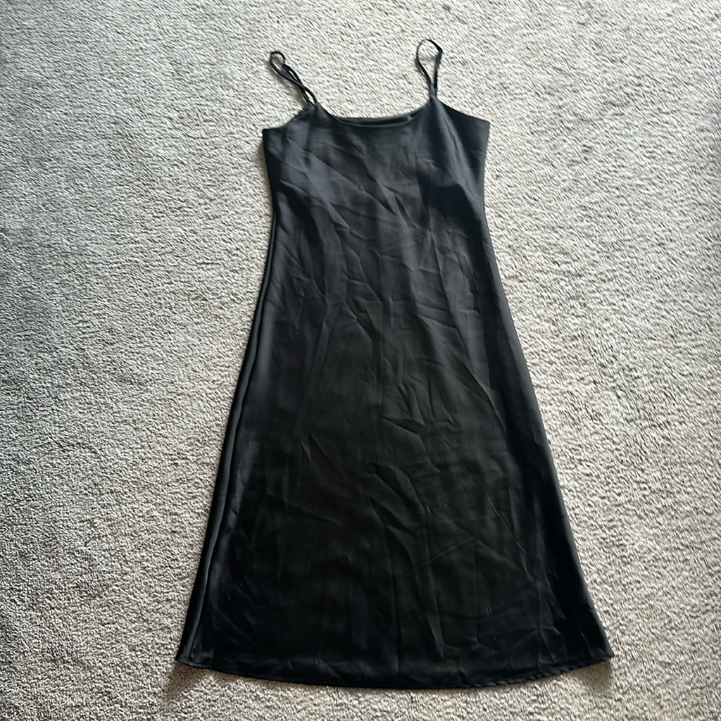 Lisa & Lucy Black Satin Midi Dress